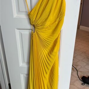 Elegant Yellow Pleated Dress